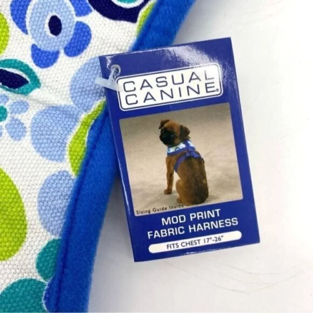 Dog Harness Casual Canine Blue Floral Mod Print Size Large New